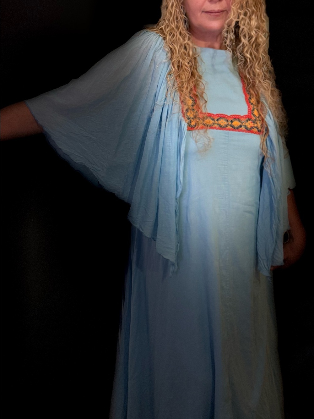 The Hippie Shake Bluebird Sky Blue Trimmed Maxi Dress